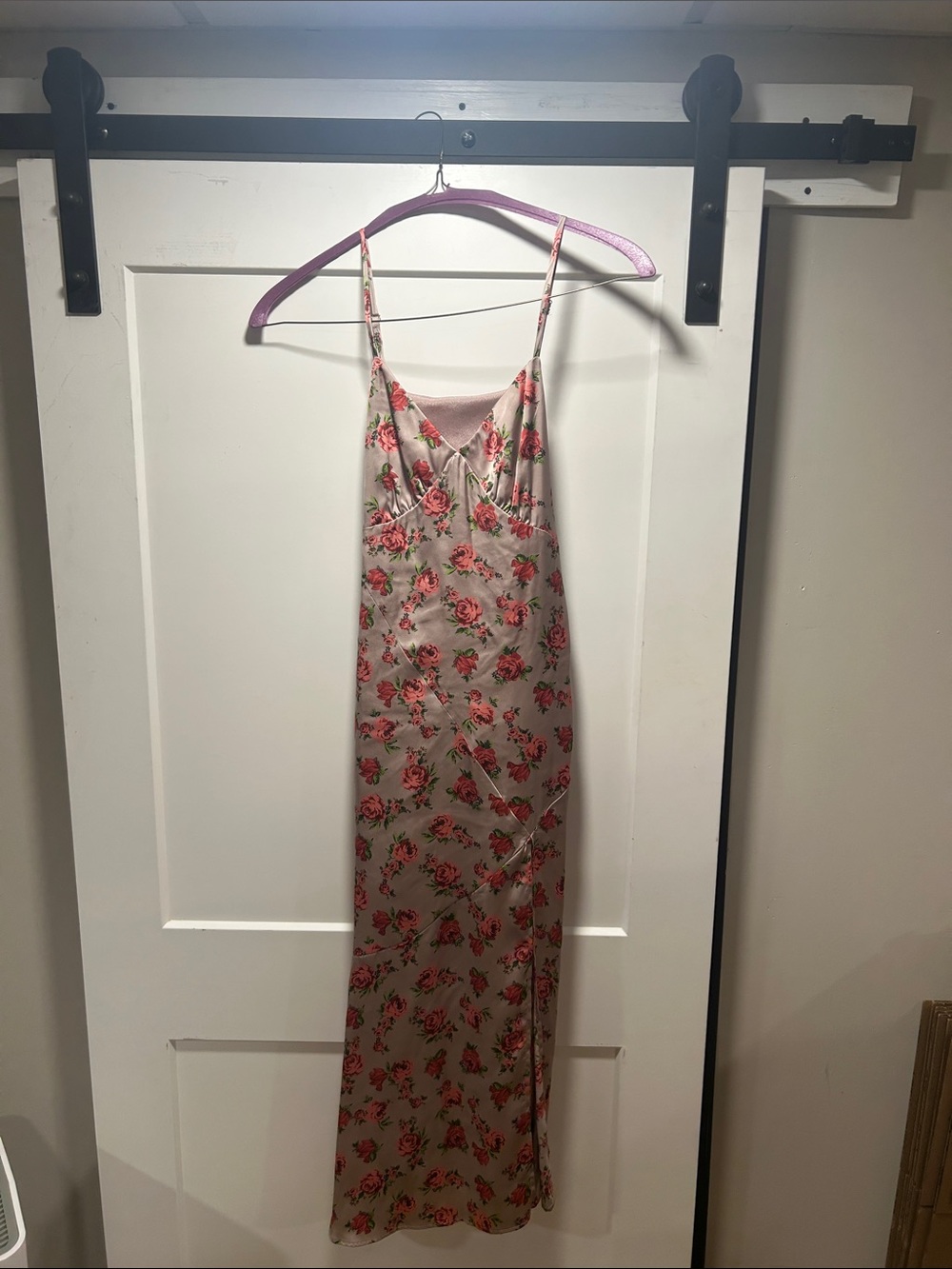 Floral Slip Maxi Dress in Blush Pink